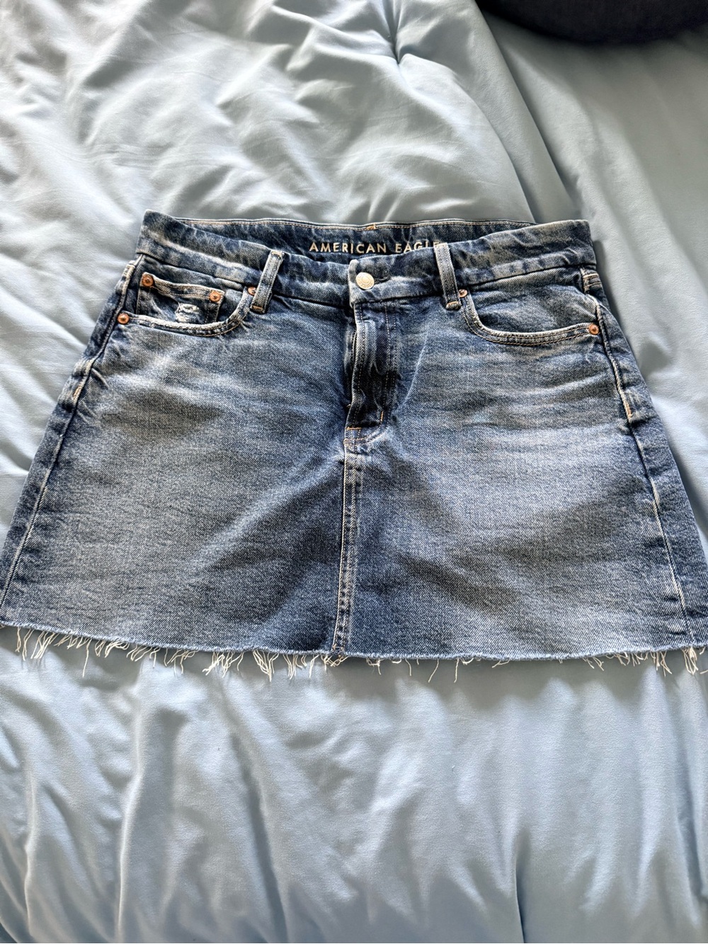 NWOT American Eagle Outfitters Distressed Blue Denim Mini Skirt